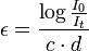 \epsilon = \frac{\log \frac{I_0}{I_t}}{c \cdot d}