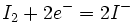 I_2+ 2 eˆ- = 2 Iˆ-\,